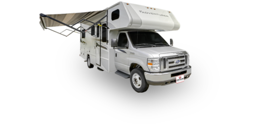 Four Seasons RV Rentals - Class C Large | Passenger's Side Exterior with Awning
