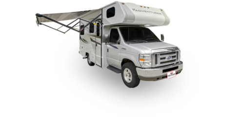 Four Seasons RV Rentals - Class C Small Motorhome | Passenger's Side Exterior with Awning